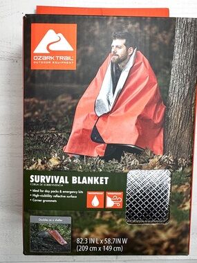 Ozark Trail Survival Blanket Emergency Waterproof Windproof Camping Gear NEW